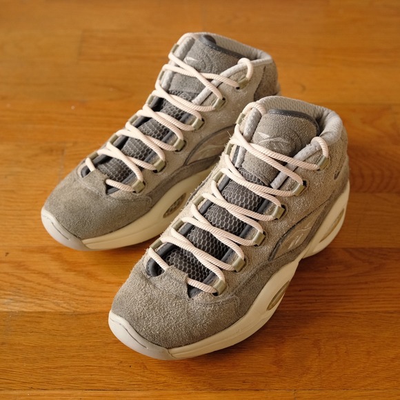 Reebok Question Mid Men's Suede Basketball Shoes Grey Size 10.5 Allen Iverson - Picture 2 of 7
